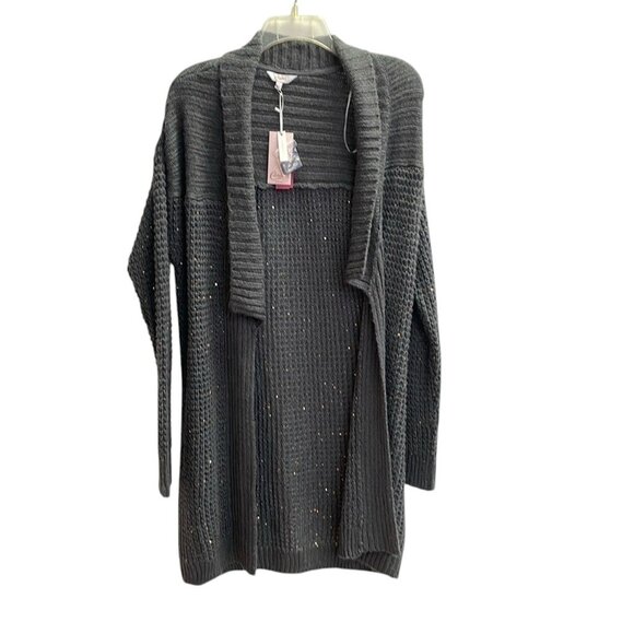 Candies sweater charcoal gray cardigan with sequins NWT, size large, (1147) - Picture 3 of 6